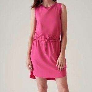 ATHLETA Sleeveless Rincon Dress Pink Lightweight Cinch Waist Size S
